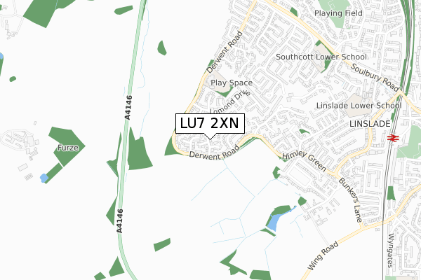 LU7 2XN map - small scale - OS Open Zoomstack (Ordnance Survey)