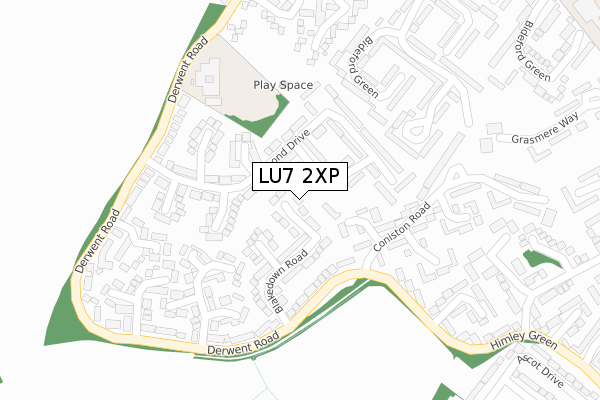 LU7 2XP map - large scale - OS Open Zoomstack (Ordnance Survey)