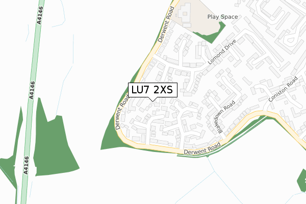 LU7 2XS map - large scale - OS Open Zoomstack (Ordnance Survey)