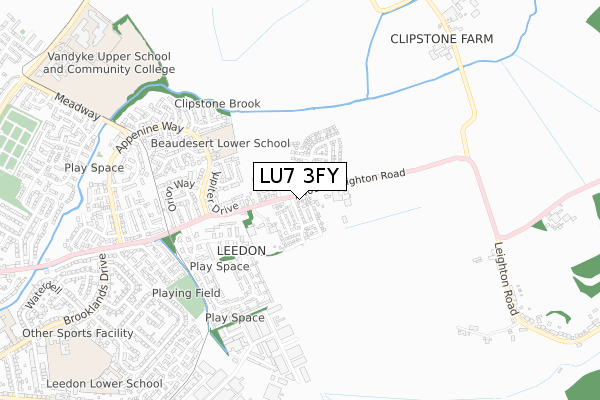 LU7 3FY map - small scale - OS Open Zoomstack (Ordnance Survey)