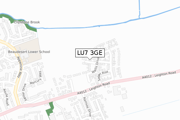 LU7 3GE map - large scale - OS Open Zoomstack (Ordnance Survey)