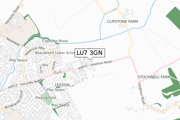 LU7 3GN map - small scale - OS Open Zoomstack (Ordnance Survey)