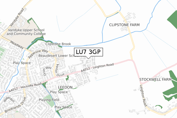 LU7 3GP map - small scale - OS Open Zoomstack (Ordnance Survey)