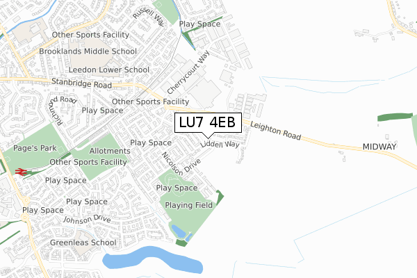 LU7 4EB map - small scale - OS Open Zoomstack (Ordnance Survey)