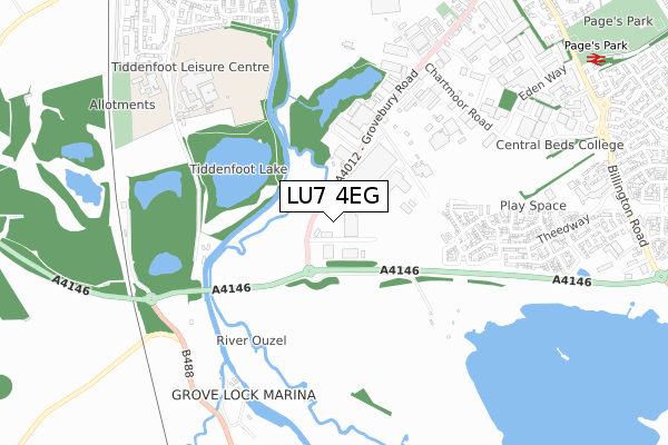 LU7 4EG map - small scale - OS Open Zoomstack (Ordnance Survey)