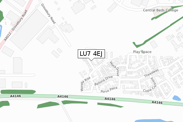 LU7 4EJ map - large scale - OS Open Zoomstack (Ordnance Survey)