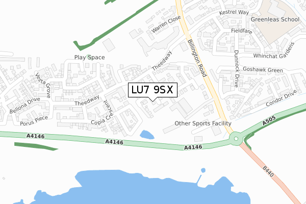 LU7 9SX map - large scale - OS Open Zoomstack (Ordnance Survey)