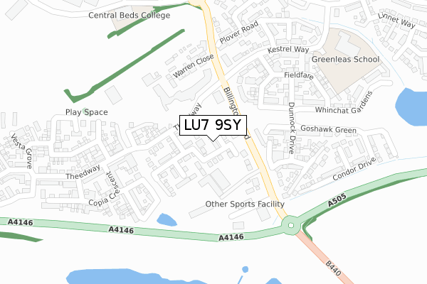 LU7 9SY map - large scale - OS Open Zoomstack (Ordnance Survey)