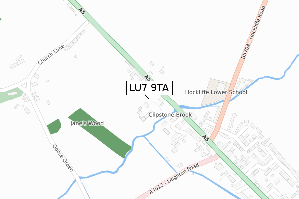 LU7 9TA map - large scale - OS Open Zoomstack (Ordnance Survey)