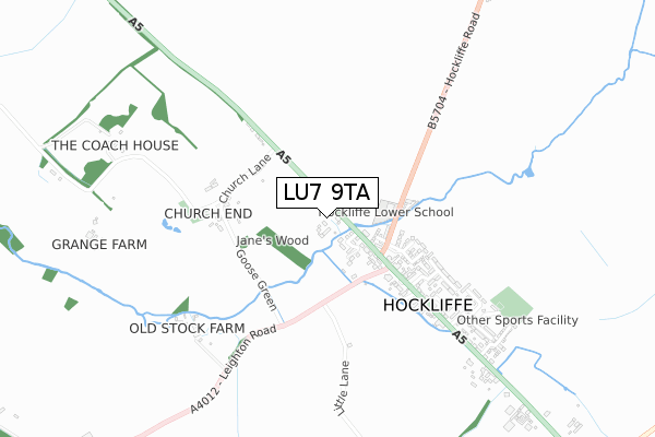 LU7 9TA map - small scale - OS Open Zoomstack (Ordnance Survey)