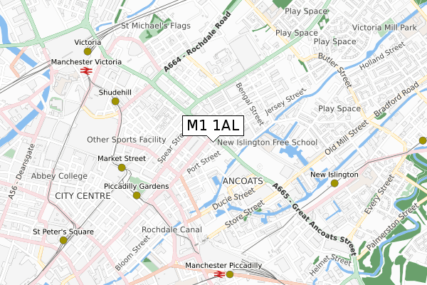 M1 1AL map - small scale - OS Open Zoomstack (Ordnance Survey)