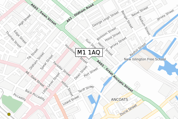 M1 1AQ map - large scale - OS Open Zoomstack (Ordnance Survey)