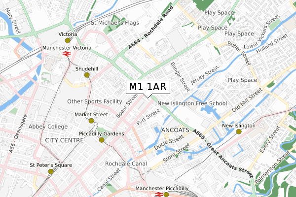 M1 1AR map - small scale - OS Open Zoomstack (Ordnance Survey)