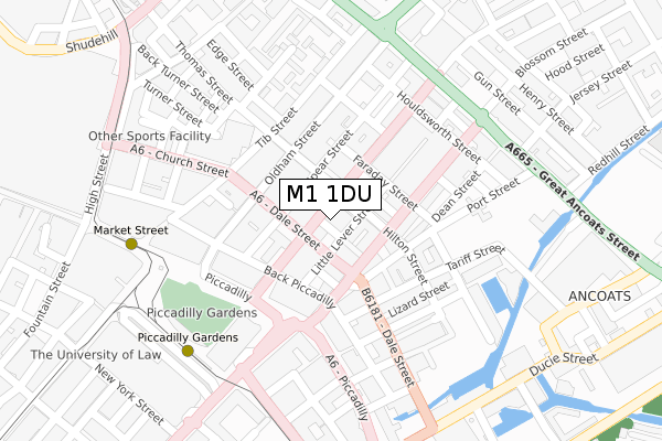 M1 1DU map - large scale - OS Open Zoomstack (Ordnance Survey)