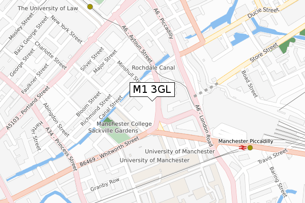 M1 3GL map - large scale - OS Open Zoomstack (Ordnance Survey)