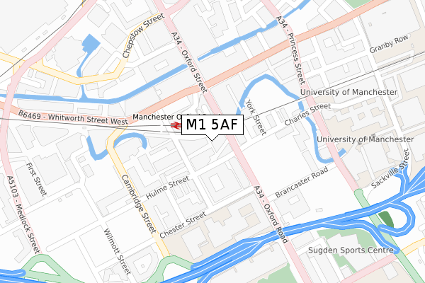 M1 5AF map - large scale - OS Open Zoomstack (Ordnance Survey)