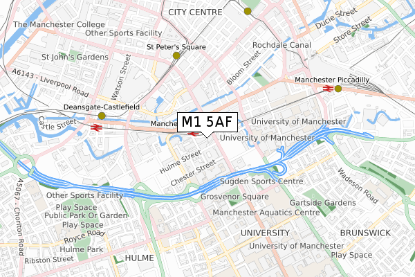 M1 5AF map - small scale - OS Open Zoomstack (Ordnance Survey)