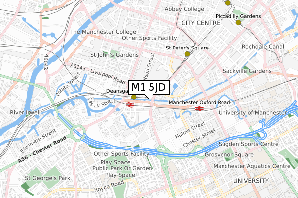 M1 5JD map - small scale - OS Open Zoomstack (Ordnance Survey)