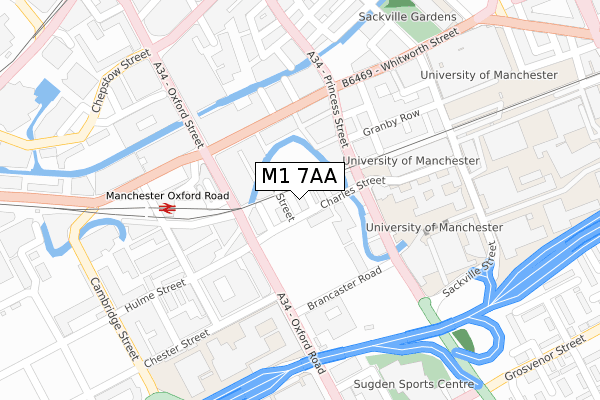 M1 7AA map - large scale - OS Open Zoomstack (Ordnance Survey)