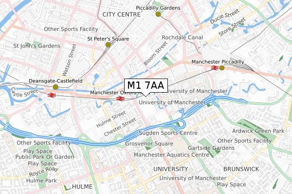 M1 7AA map - small scale - OS Open Zoomstack (Ordnance Survey)