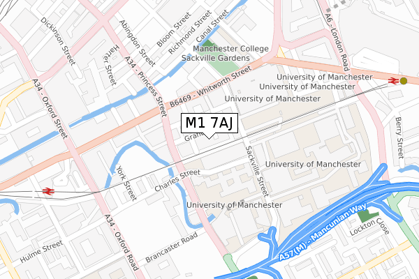 M1 7AJ map - large scale - OS Open Zoomstack (Ordnance Survey)