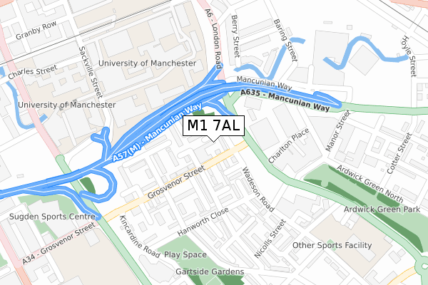 M1 7AL map - large scale - OS Open Zoomstack (Ordnance Survey)