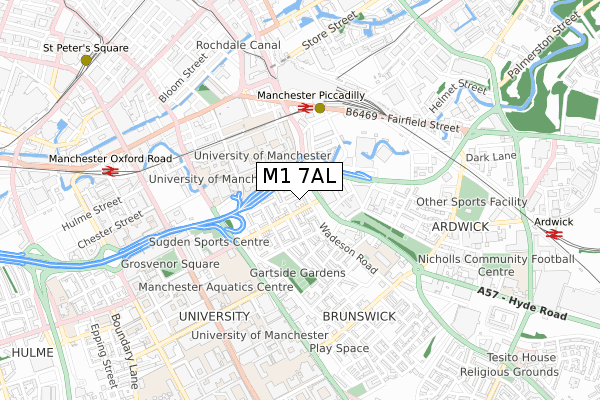 M1 7AL map - small scale - OS Open Zoomstack (Ordnance Survey)