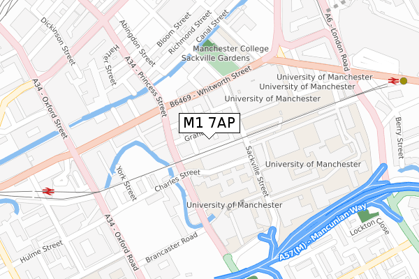 M1 7AP map - large scale - OS Open Zoomstack (Ordnance Survey)