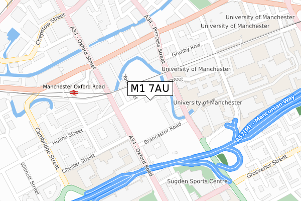 M1 7AU map - large scale - OS Open Zoomstack (Ordnance Survey)