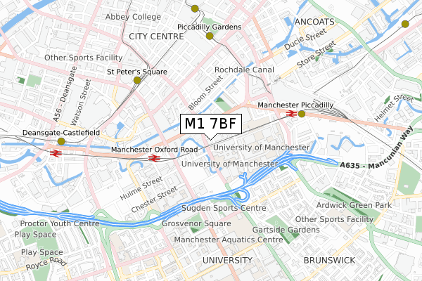 M1 7BF map - small scale - OS Open Zoomstack (Ordnance Survey)