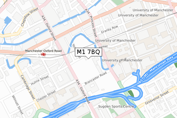 M1 7BQ map - large scale - OS Open Zoomstack (Ordnance Survey)