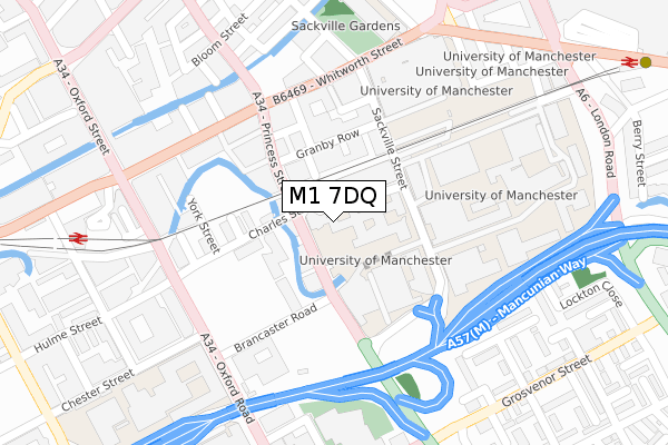 M1 7DQ map - large scale - OS Open Zoomstack (Ordnance Survey)