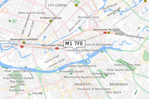 M1 7FE map - small scale - OS Open Zoomstack (Ordnance Survey)