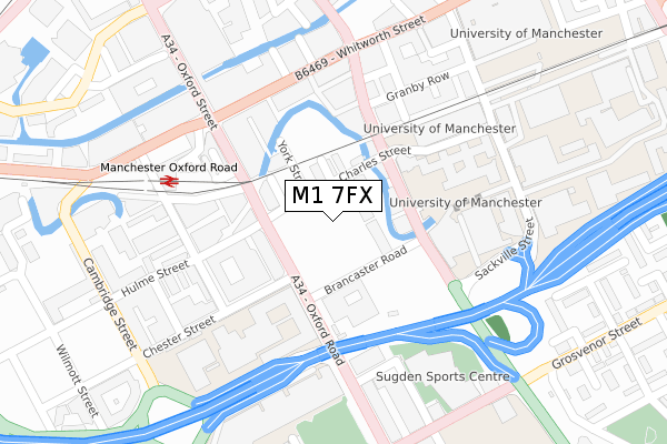 M1 7FX map - large scale - OS Open Zoomstack (Ordnance Survey)