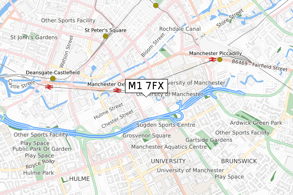 M1 7FX map - small scale - OS Open Zoomstack (Ordnance Survey)