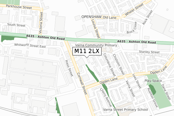 M11 2LX map - large scale - OS Open Zoomstack (Ordnance Survey)