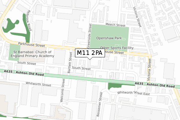 M11 2PA map - large scale - OS Open Zoomstack (Ordnance Survey)