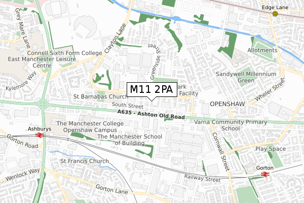 M11 2PA map - small scale - OS Open Zoomstack (Ordnance Survey)