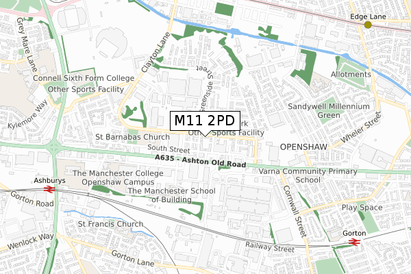 M11 2PD map - small scale - OS Open Zoomstack (Ordnance Survey)