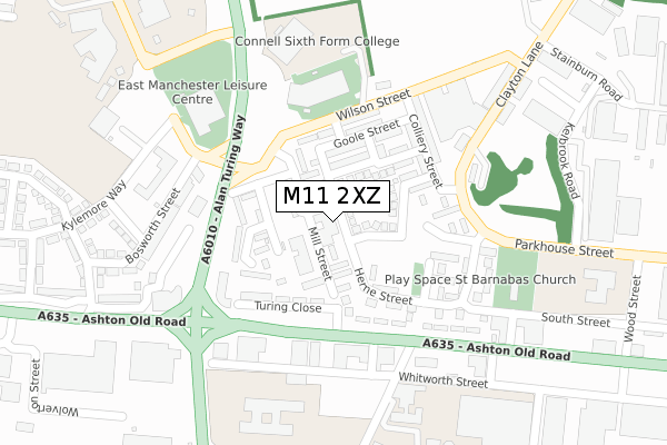 M11 2XZ map - large scale - OS Open Zoomstack (Ordnance Survey)