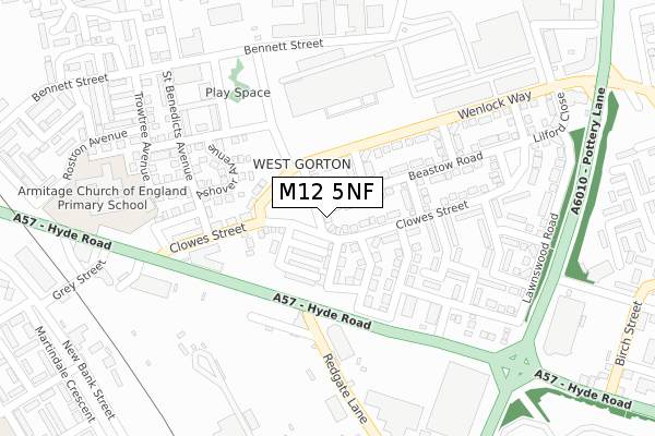 M12 5NF map - large scale - OS Open Zoomstack (Ordnance Survey)