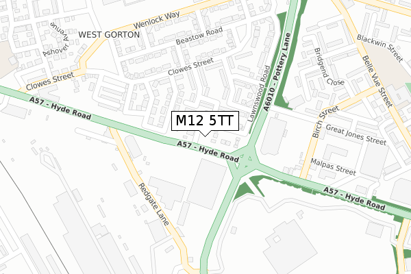 M12 5TT map - large scale - OS Open Zoomstack (Ordnance Survey)