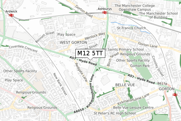 M12 5TT map - small scale - OS Open Zoomstack (Ordnance Survey)