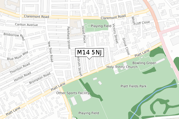 M14 5NJ map - large scale - OS Open Zoomstack (Ordnance Survey)