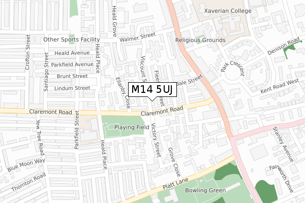 M14 5UJ map - large scale - OS Open Zoomstack (Ordnance Survey)