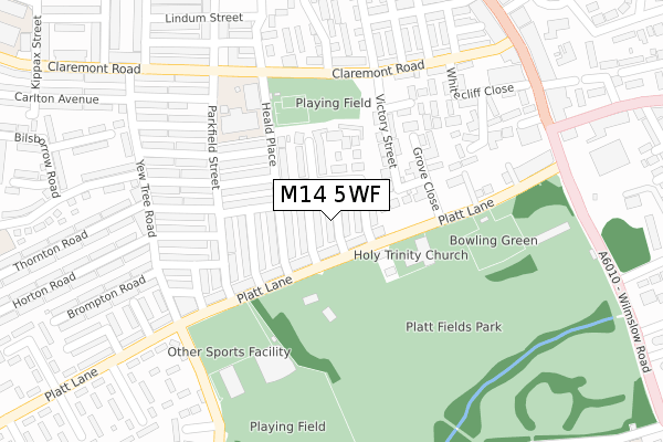 M14 5WF map - large scale - OS Open Zoomstack (Ordnance Survey)