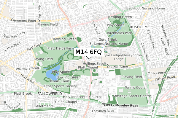 M14 6FQ map - small scale - OS Open Zoomstack (Ordnance Survey)