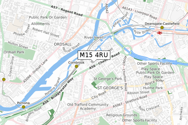 M15 4RU map - small scale - OS Open Zoomstack (Ordnance Survey)