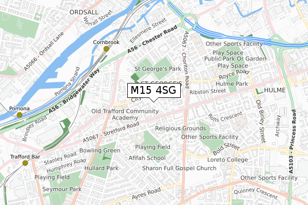 M15 4SG map - small scale - OS Open Zoomstack (Ordnance Survey)