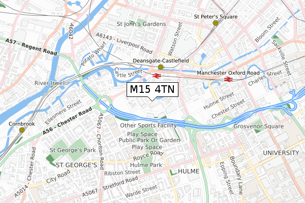 M15 4TN map - small scale - OS Open Zoomstack (Ordnance Survey)